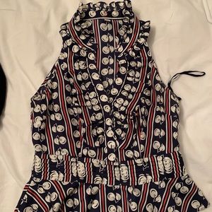 Cherry High Neck peplum blouse